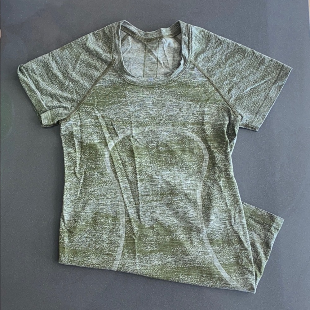 Olive green heathered lulu swiftly tech top